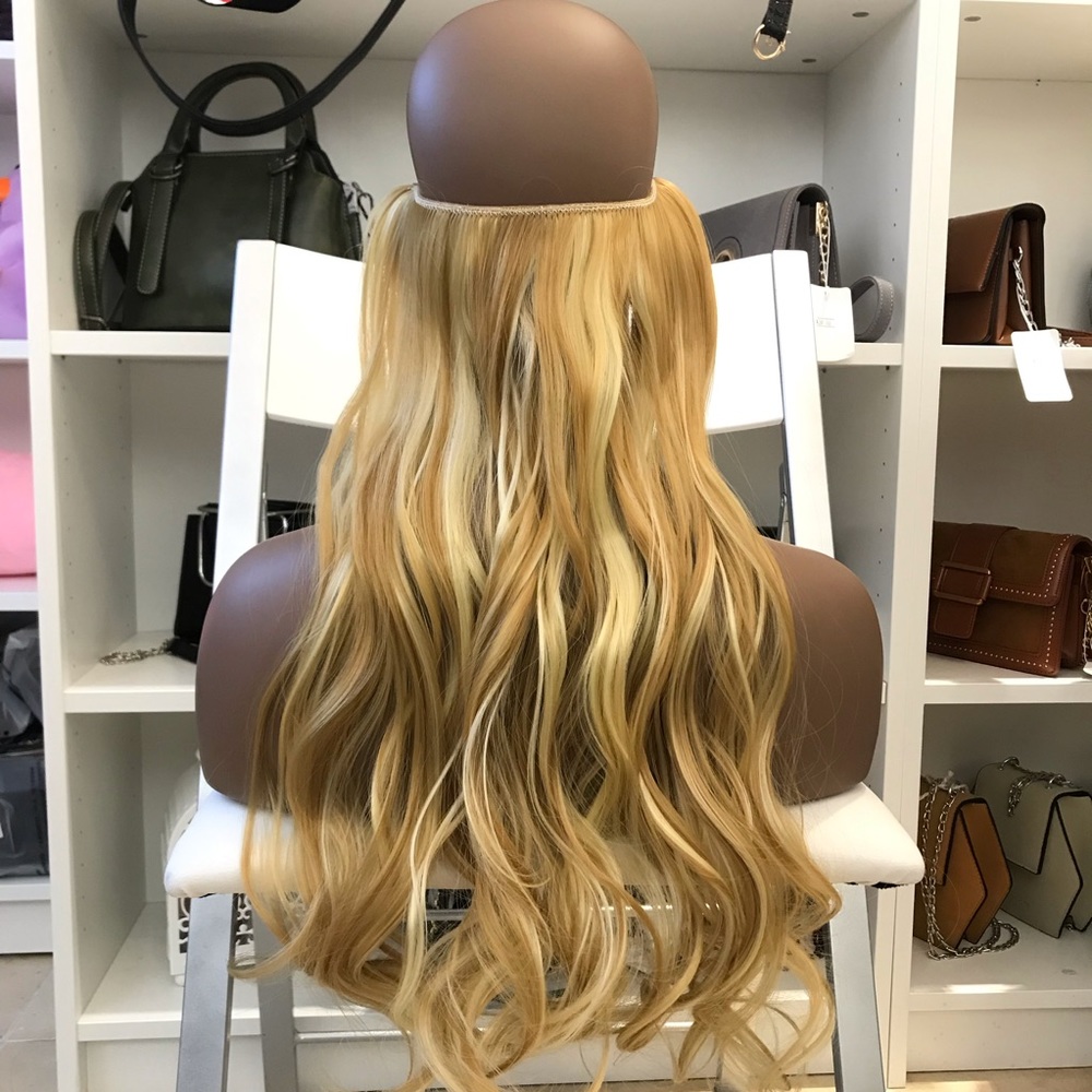 Fish line band halo hair extension